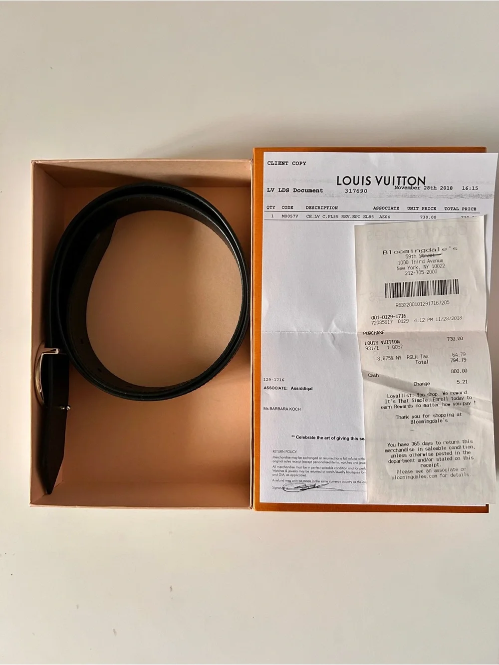 Louis Vuitton Black Epi Leather Belt Reversible LV Buckle w Receipt